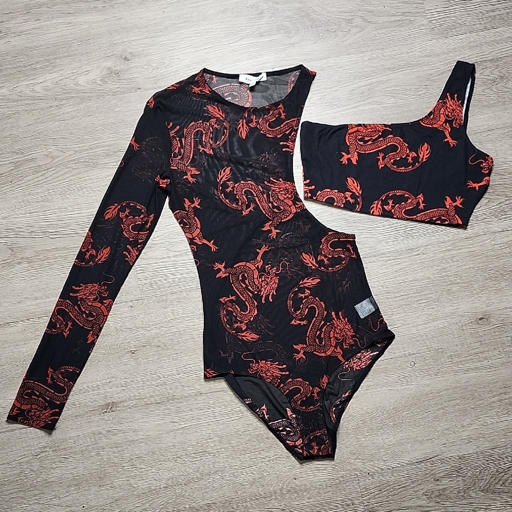 Bear Dance Black and Red Snake Print Top